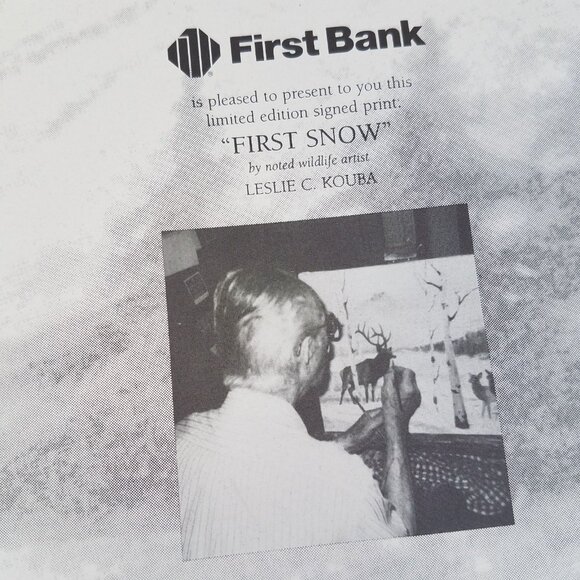 Les Kouba First Snow SIGNED Print 11X14" Elk Limited Edition Original Folder - Picture 14 of 16